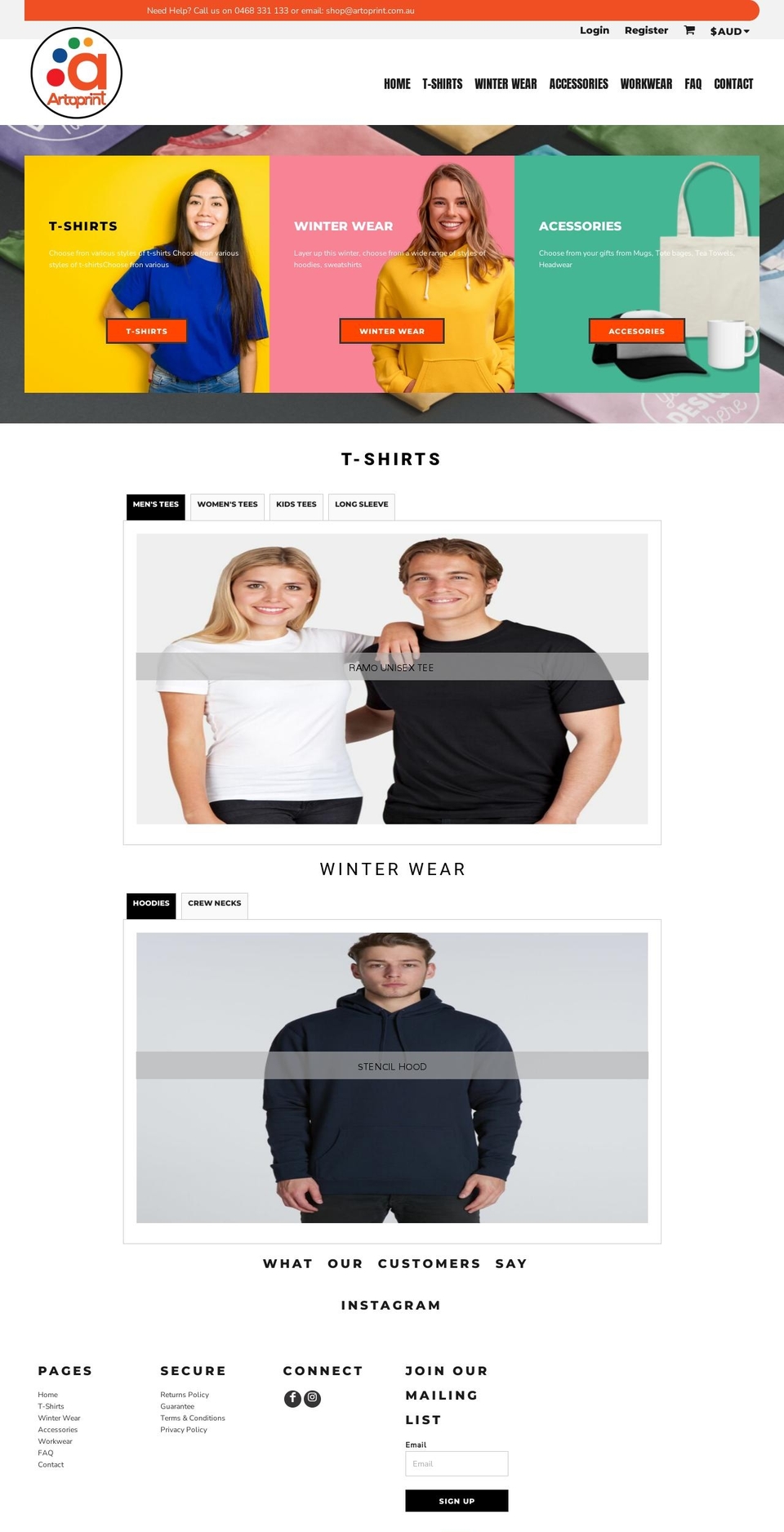 artoprint.com.au shopify website screenshot