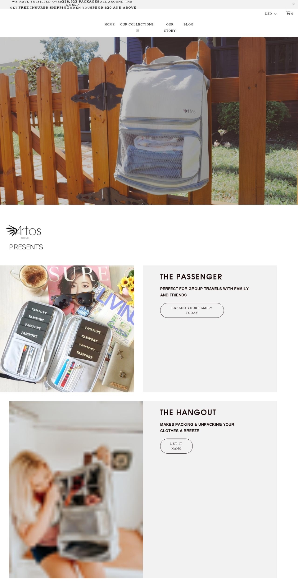 artoscollections.com shopify website screenshot