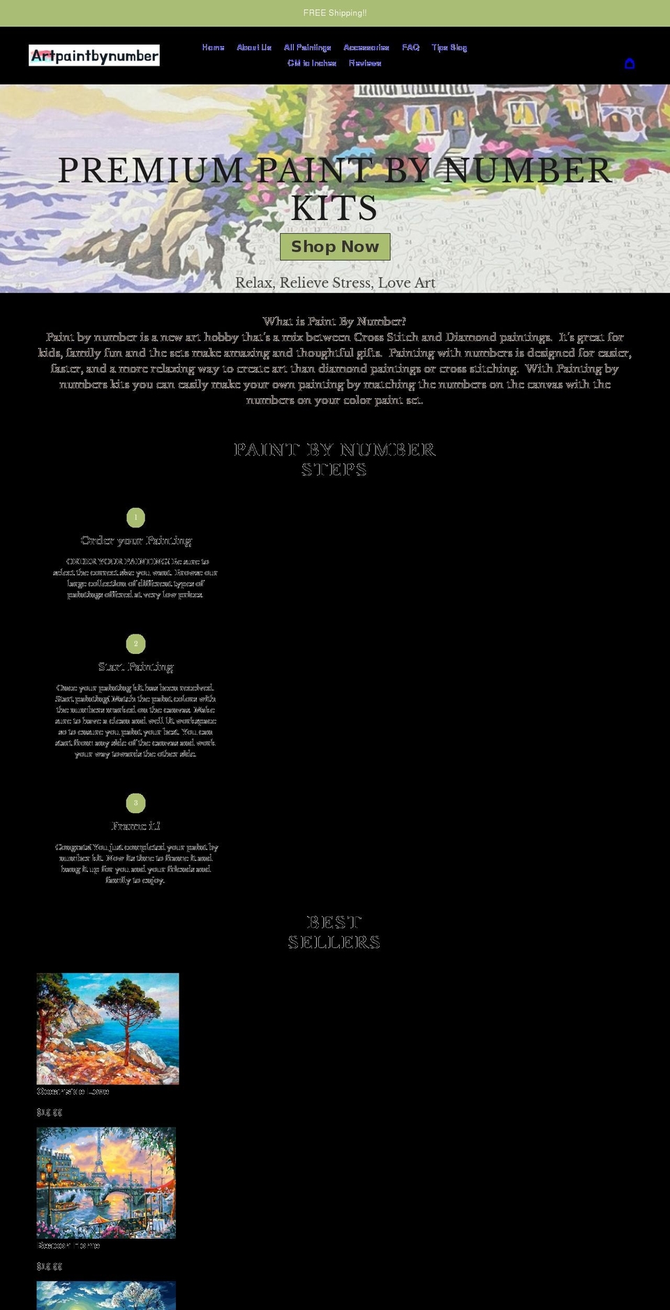 artpaintbynumber.com shopify website screenshot