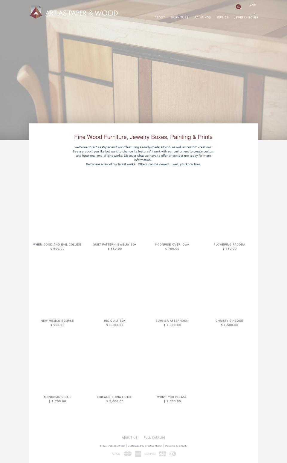 artpaperwood.com shopify website screenshot