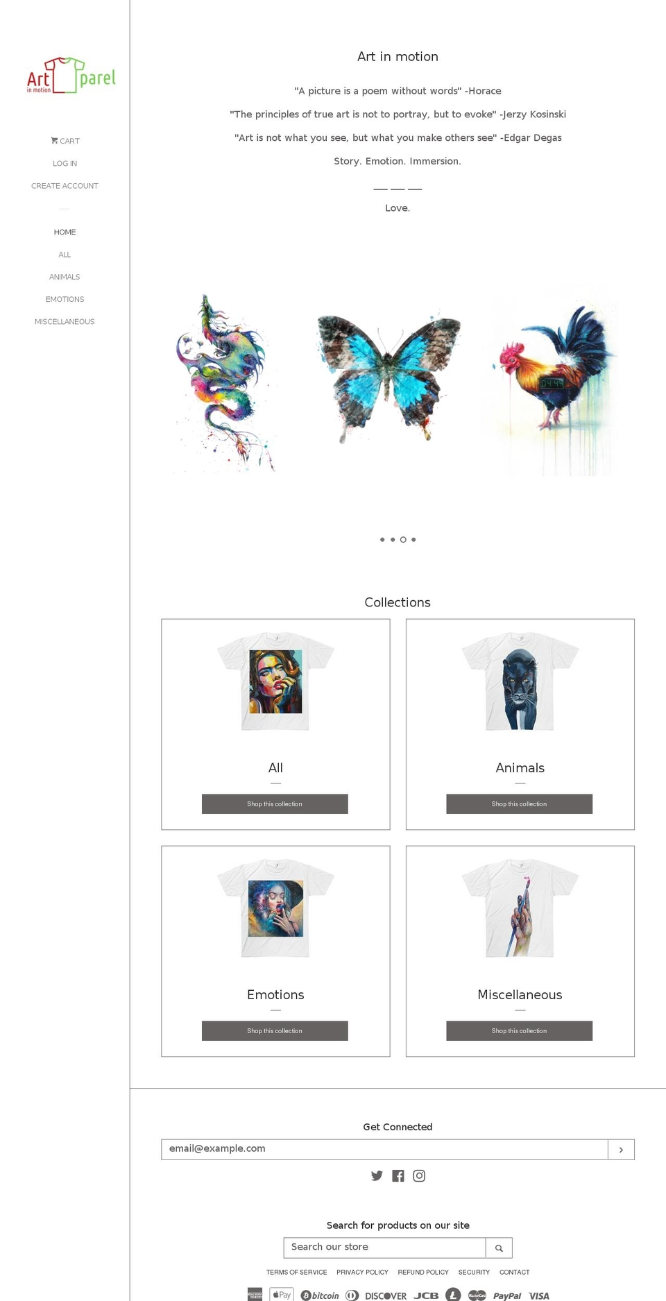 artparel.love shopify website screenshot