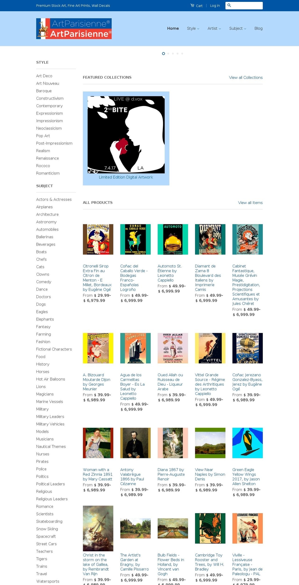 artparisienne.net shopify website screenshot