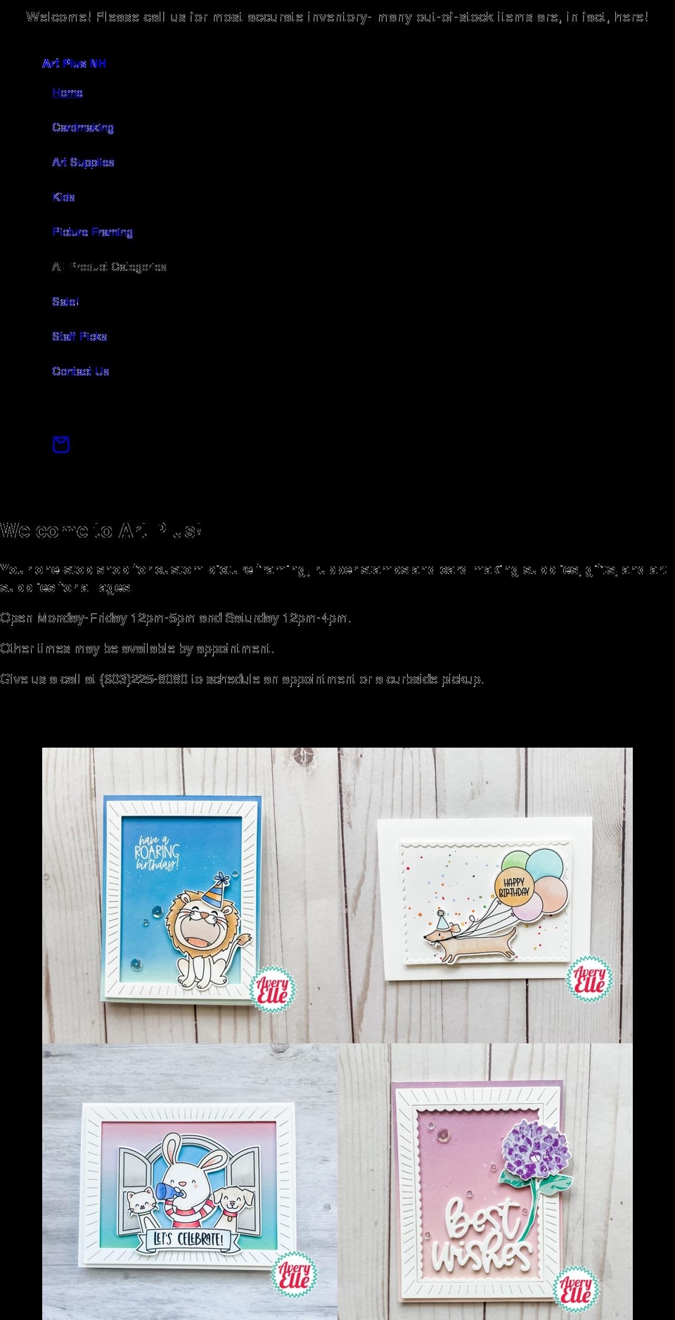 artplusnh.com shopify website screenshot
