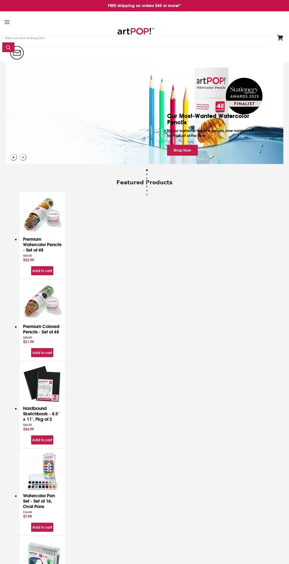 artpop.com shopify website screenshot