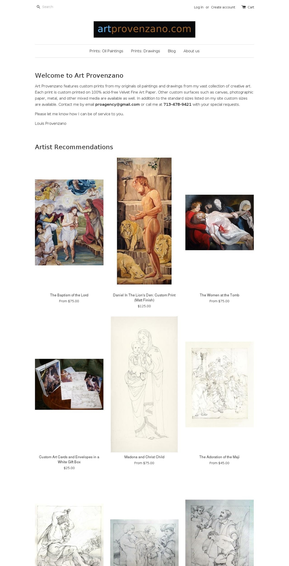 artprovenzano.com shopify website screenshot