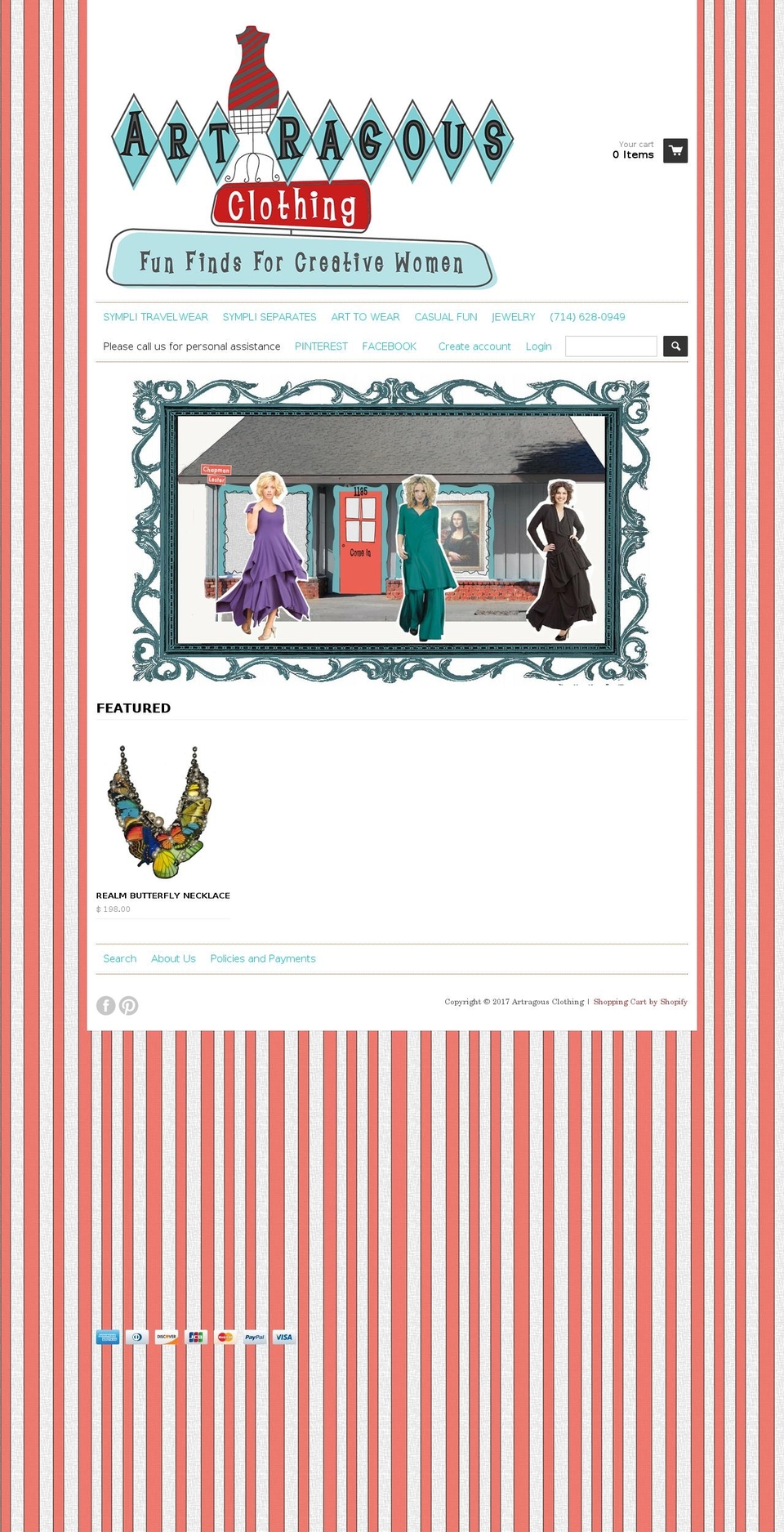 artragousclothing.com shopify website screenshot