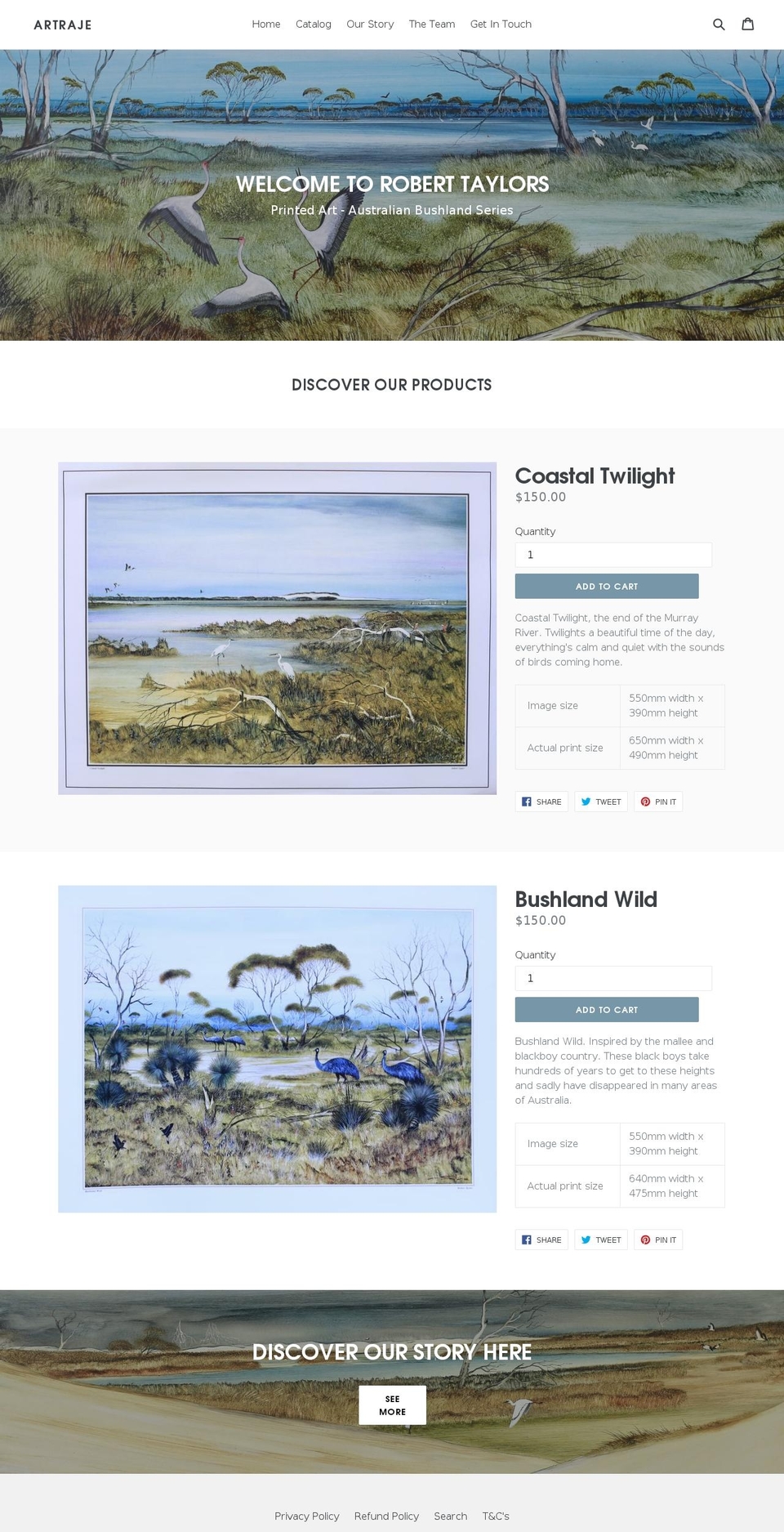 artraje.com — Shopify storefront screenshot