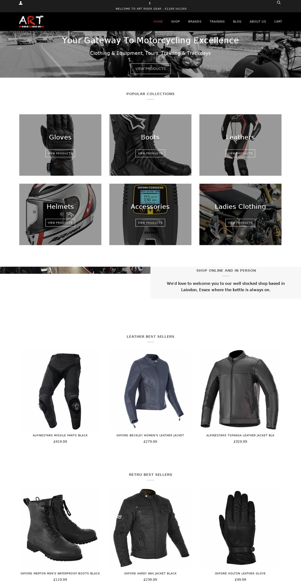 artridergear.co.uk shopify website screenshot