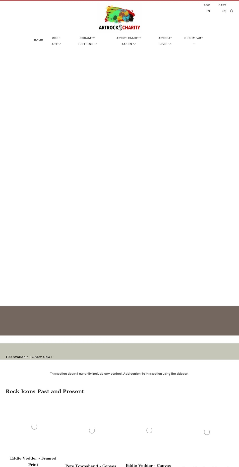 artrockscharity.org shopify website screenshot