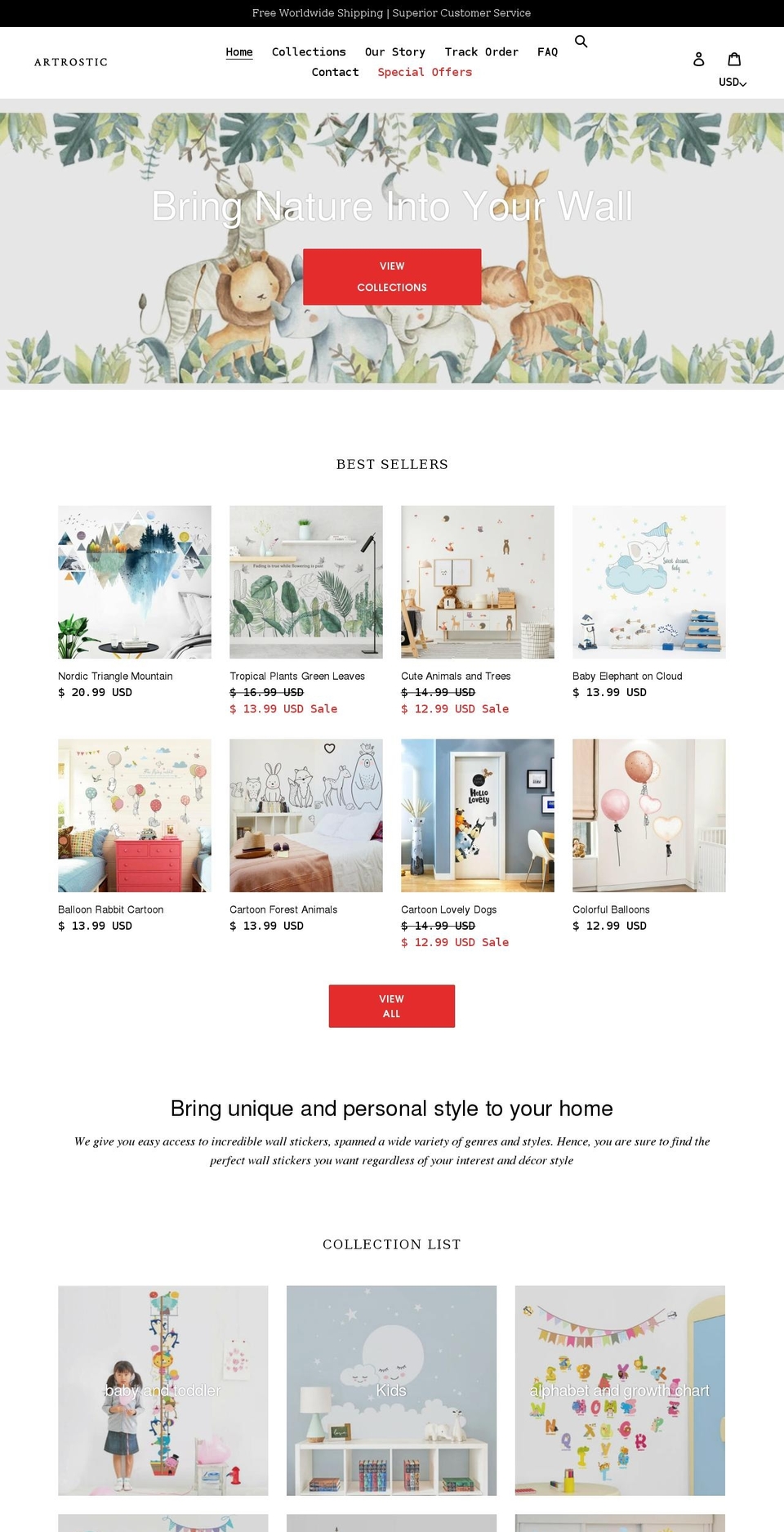 artrostic.com shopify website screenshot