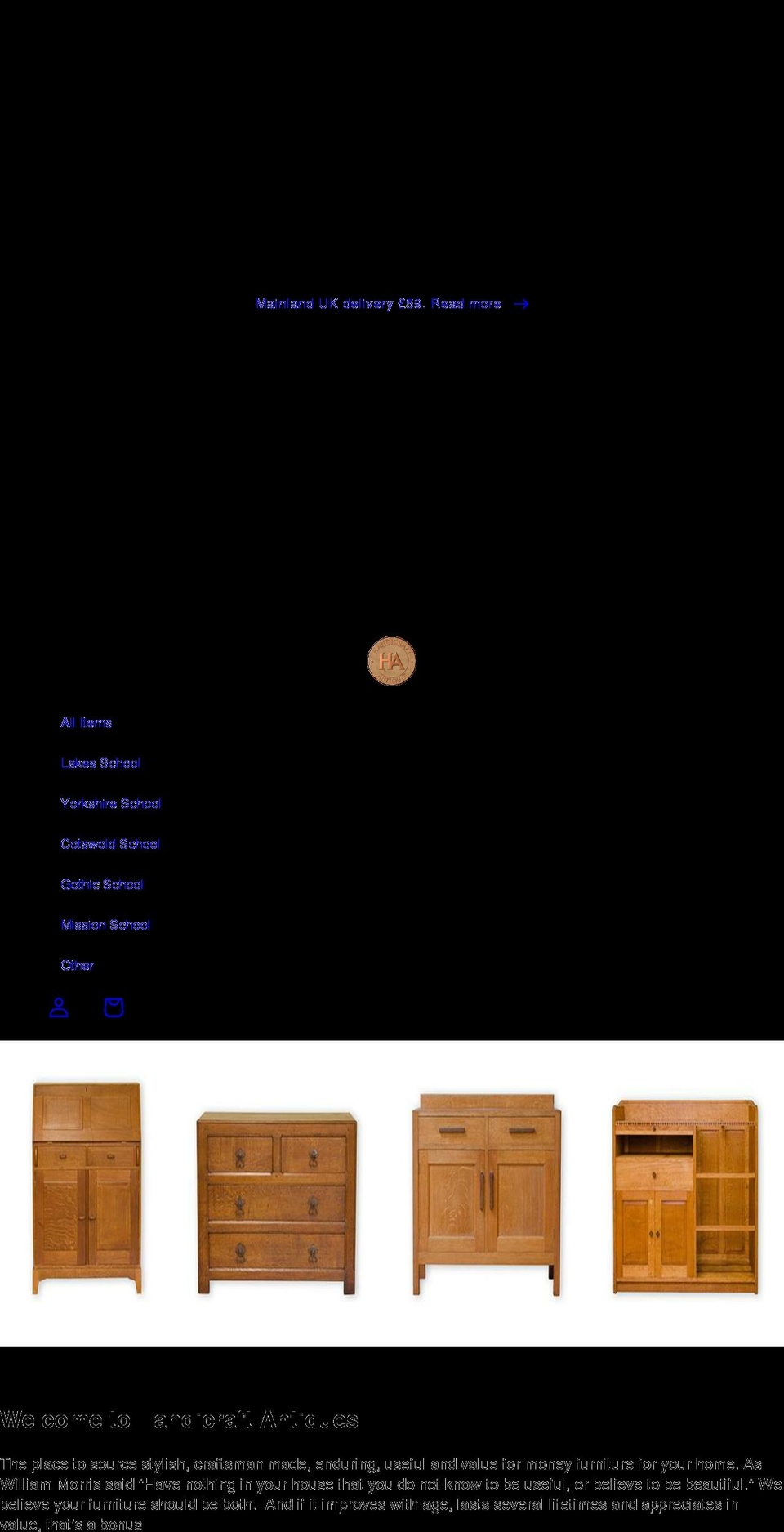 arts-and-crafts-furniture.co.uk shopify website screenshot