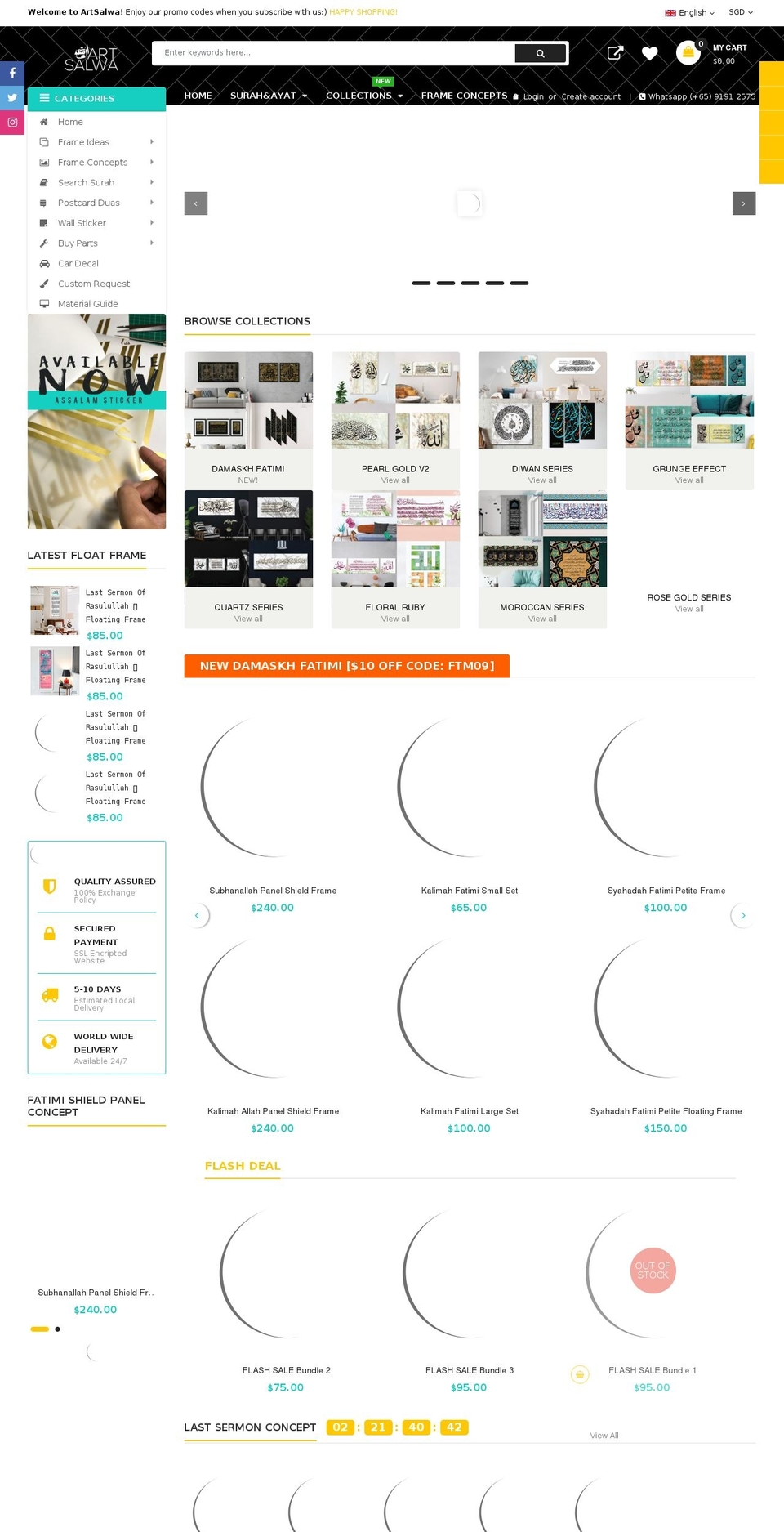 artsalwa.com shopify website screenshot