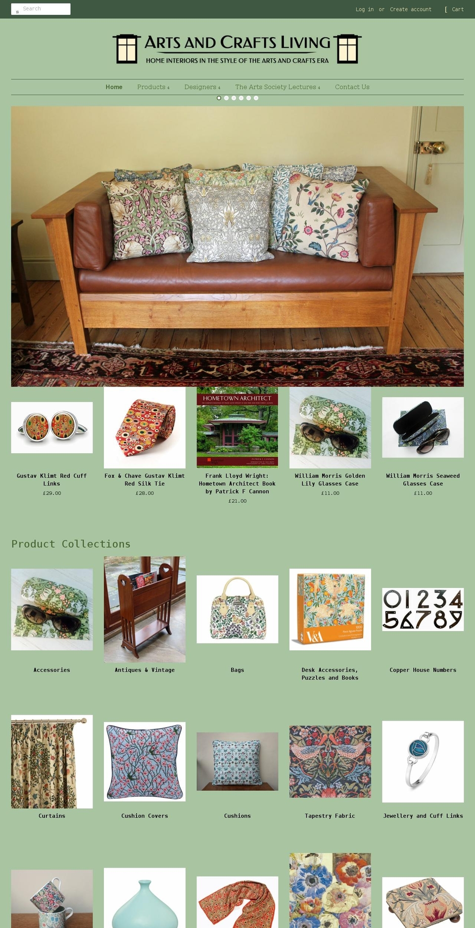 artsandcraftsliving.co.uk shopify website screenshot