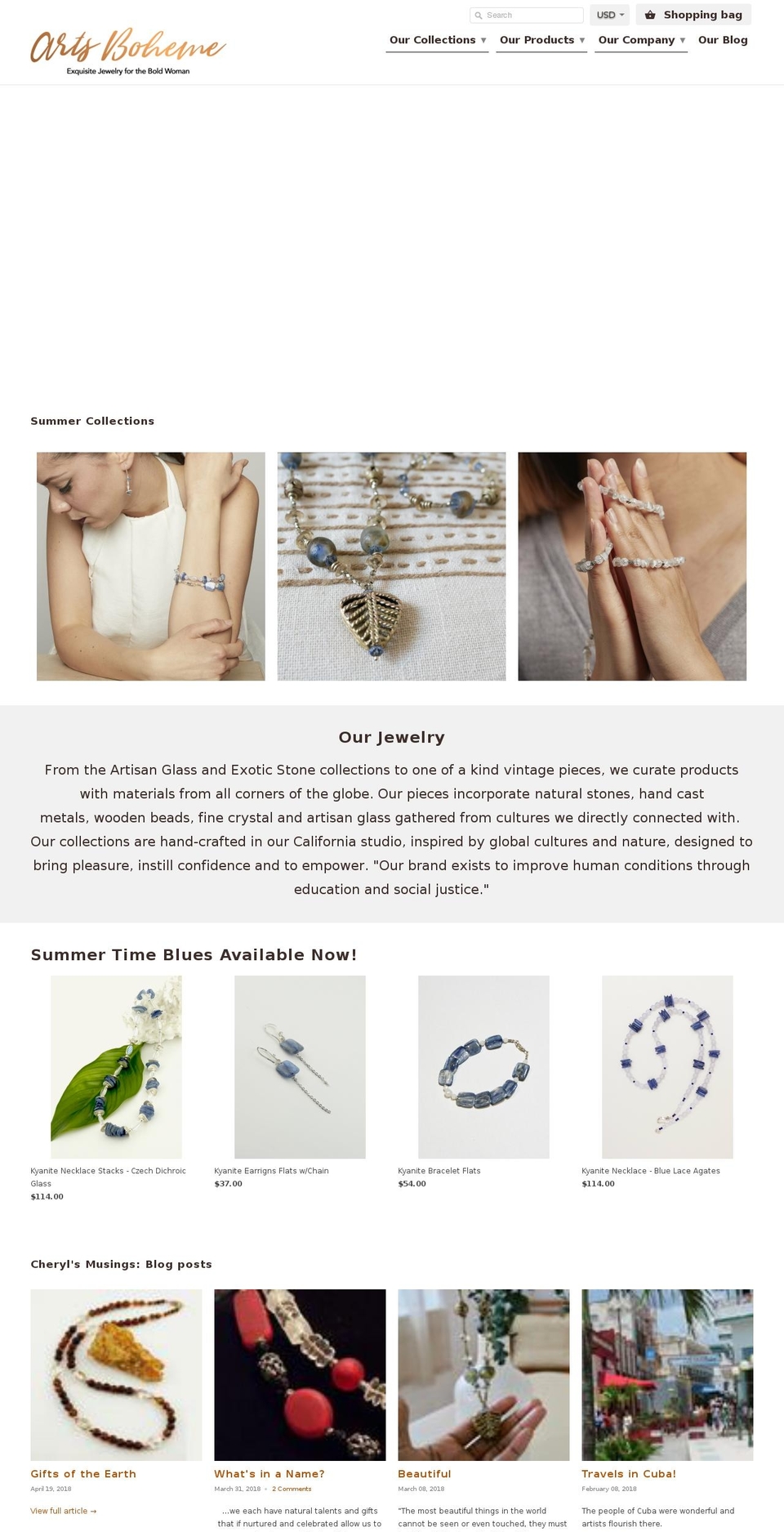 artsboheme.com shopify website screenshot