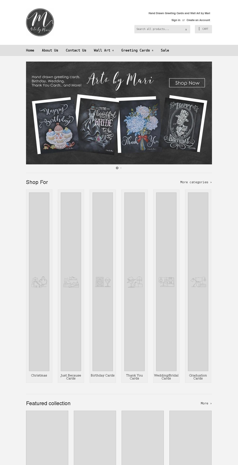 artsbymari.com — Shopify storefront screenshot
