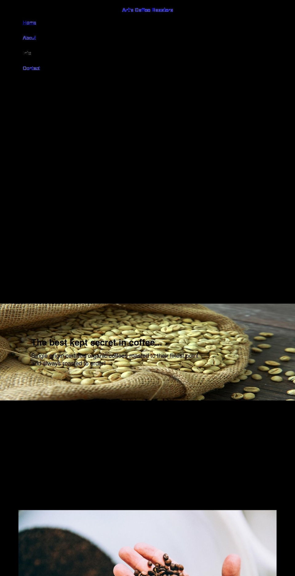 artscoffeeroasters.com shopify website screenshot