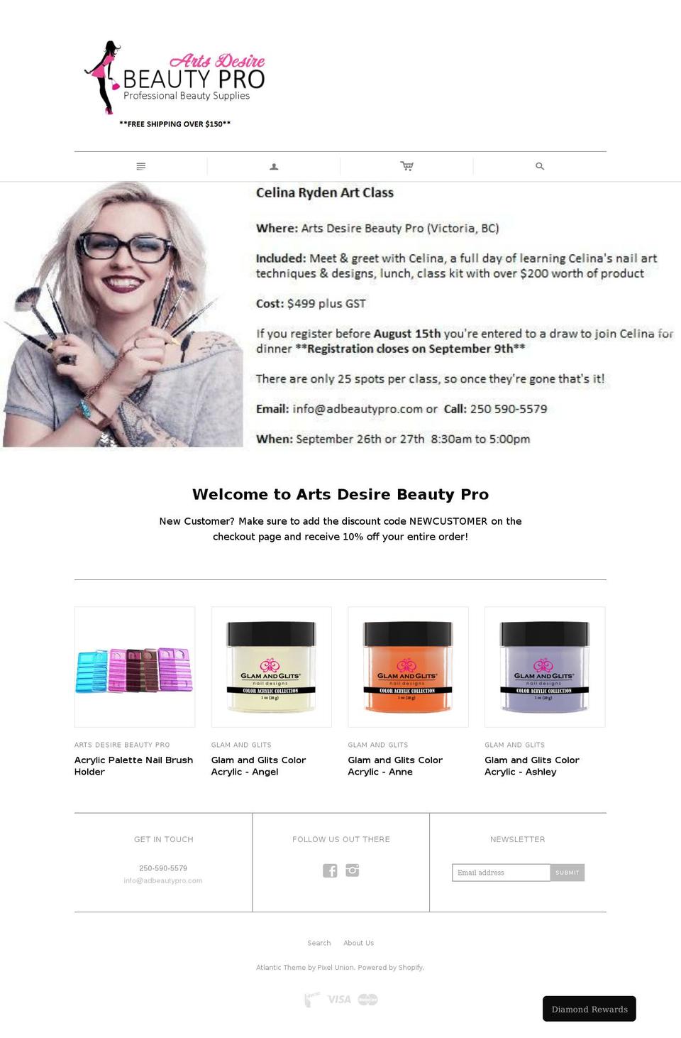 artsdesirenails.com — Shopify storefront screenshot
