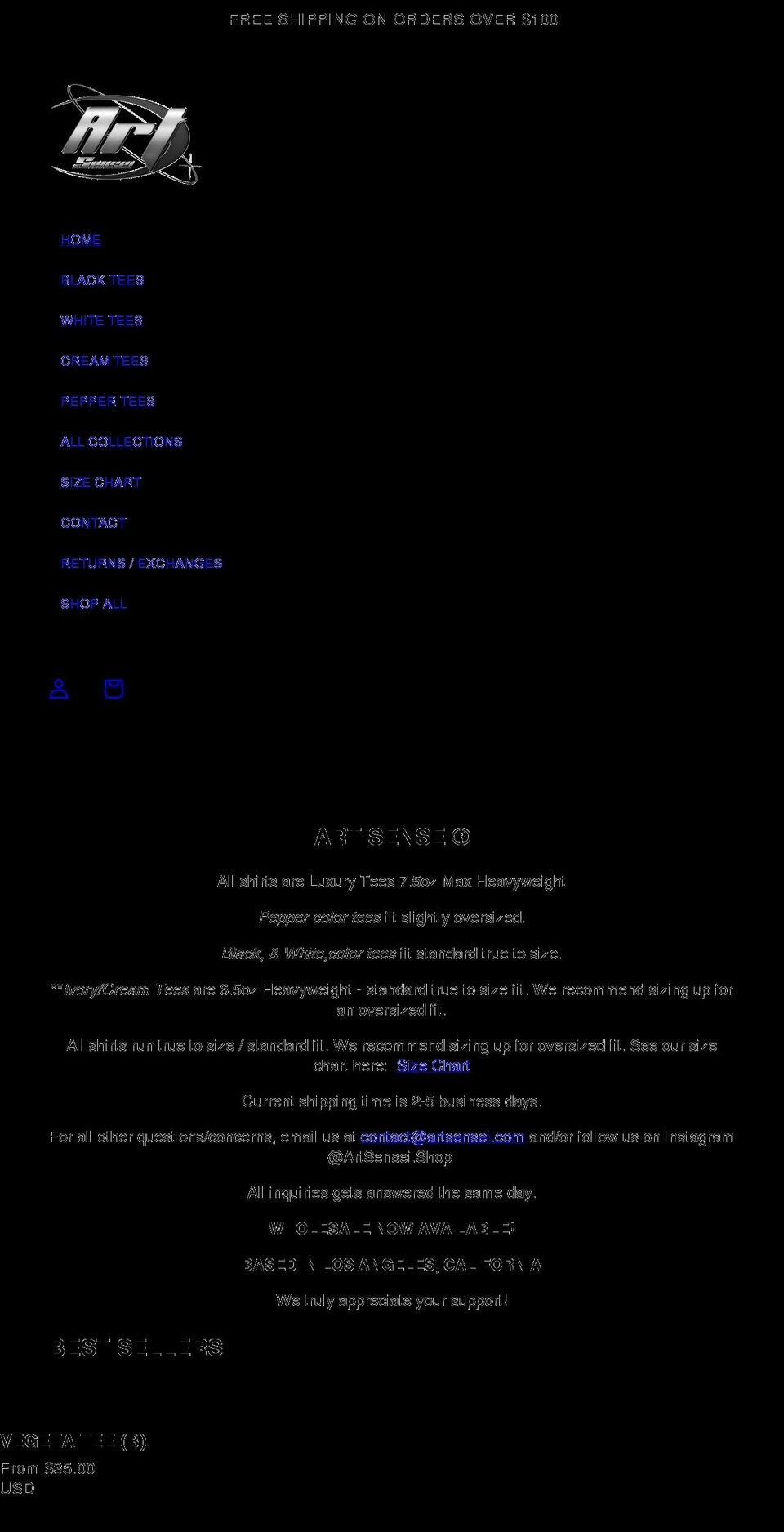 artsensei.com shopify website screenshot