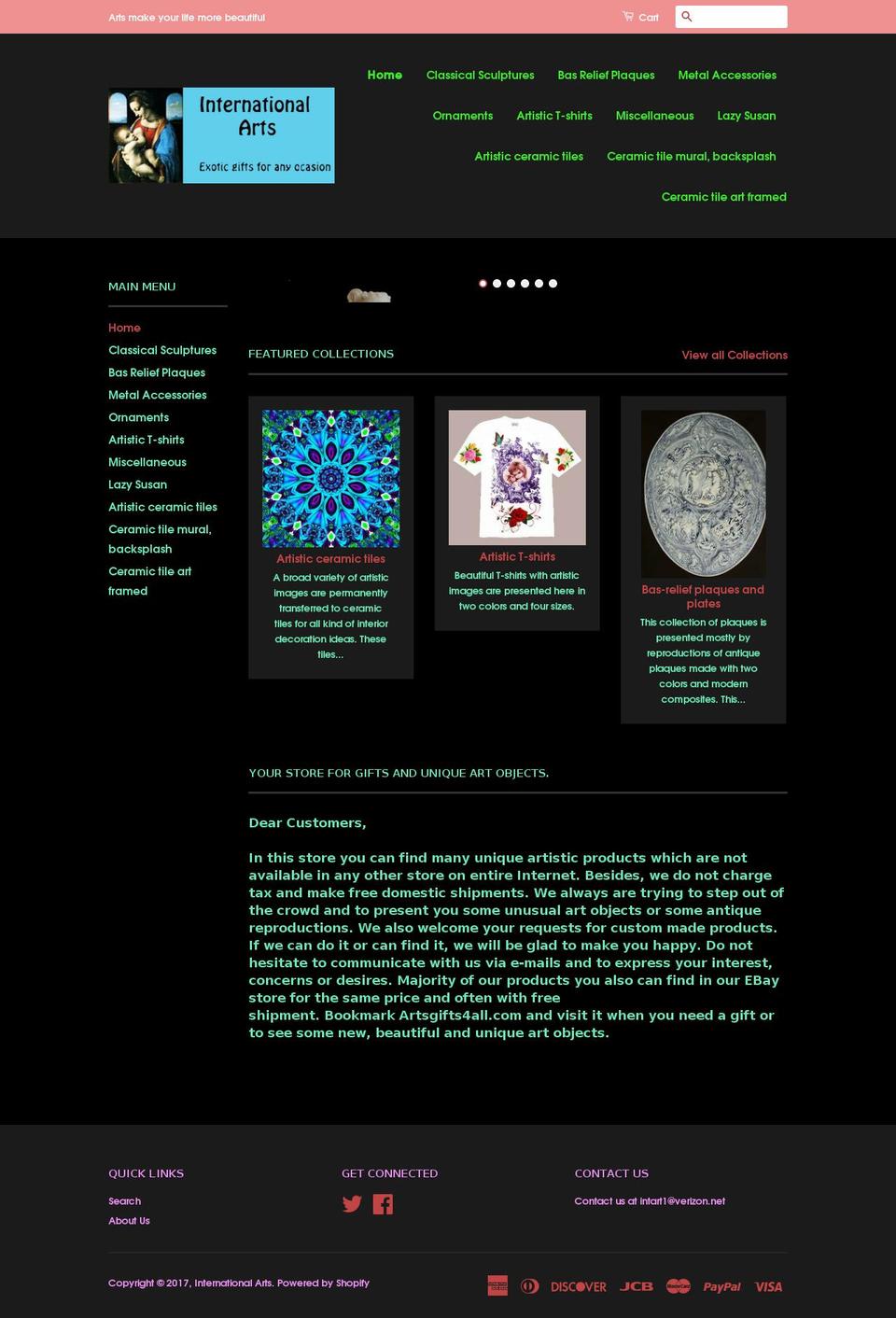artsgifts4all.com shopify website screenshot