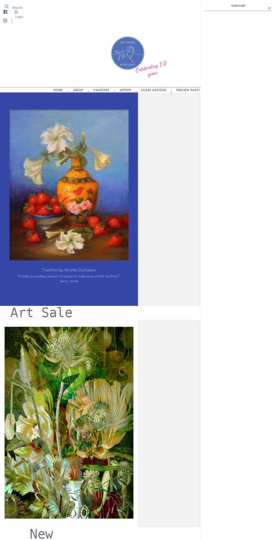 artshowbedford.org shopify website screenshot