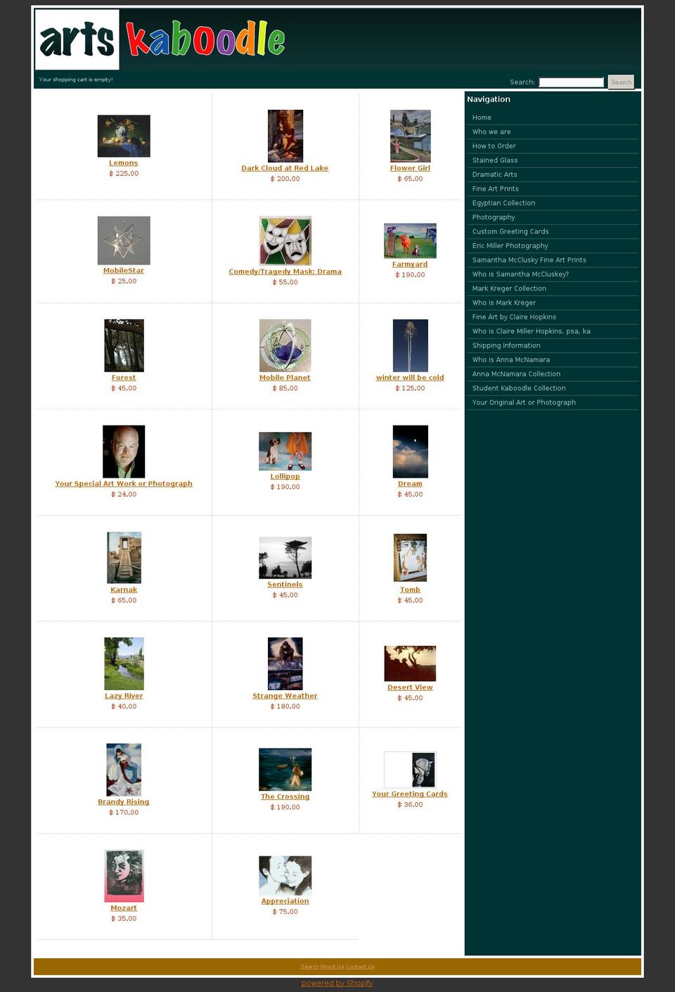artskaboodle.com shopify website screenshot