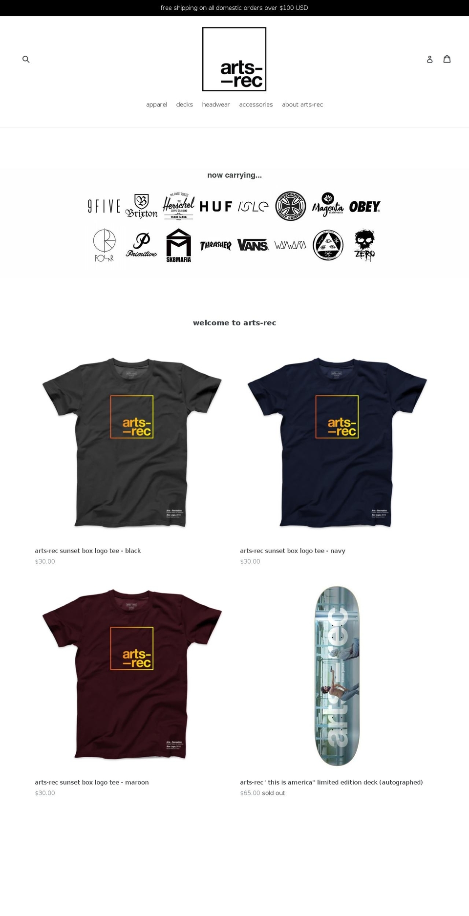 artsrec.com — Shopify storefront screenshot