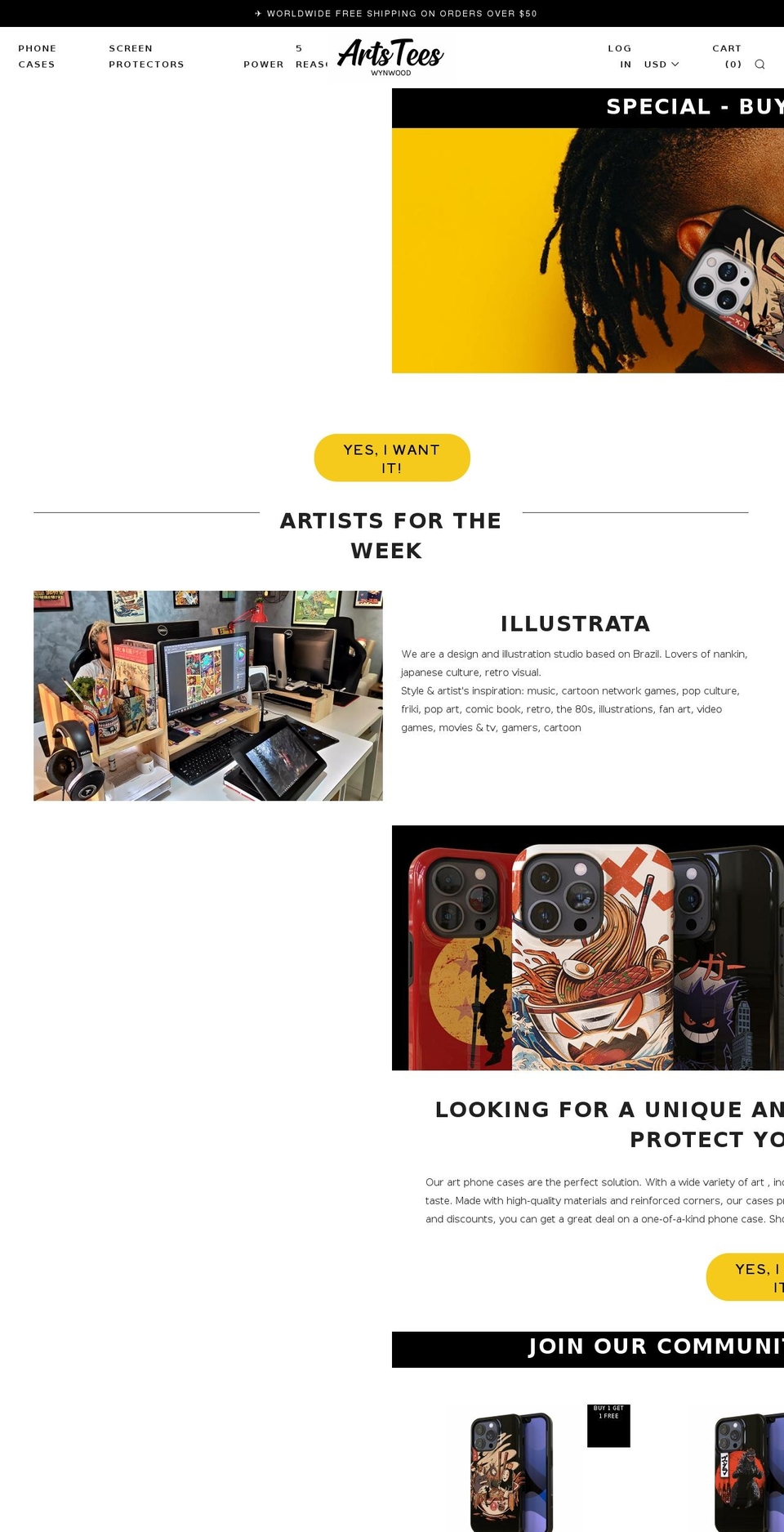 artstees.com shopify website screenshot