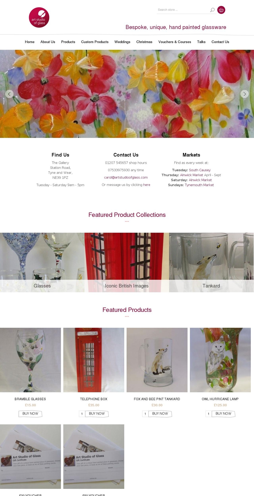 artstudioofglass.com shopify website screenshot