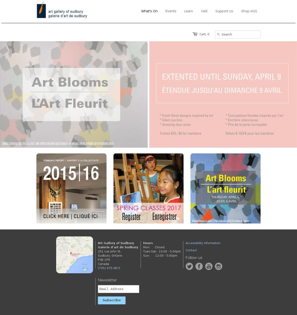 artsudbury.ca shopify website screenshot