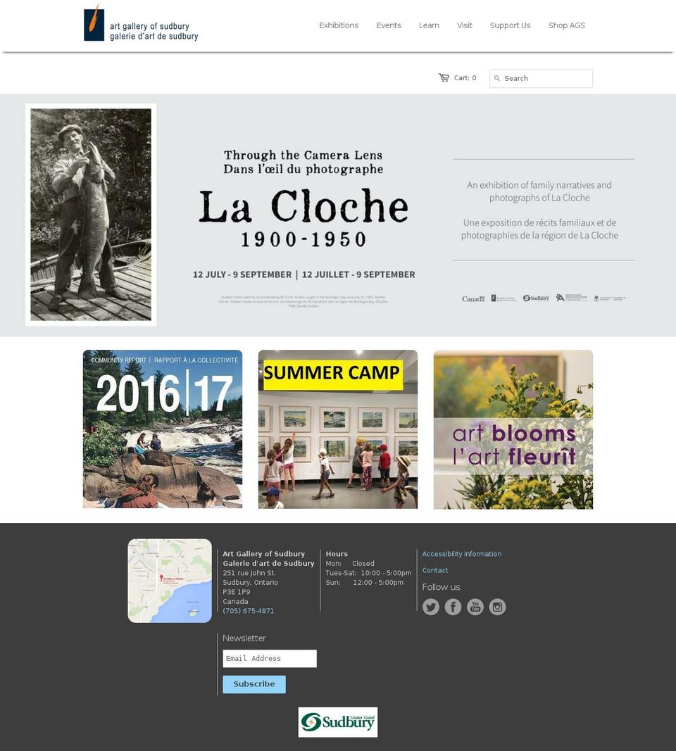 artsudbury.org shopify website screenshot