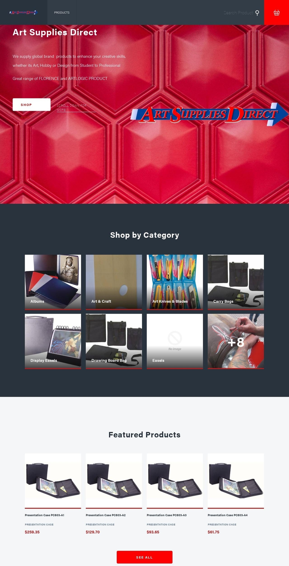 artsuppliesdirect.com.au shopify website screenshot