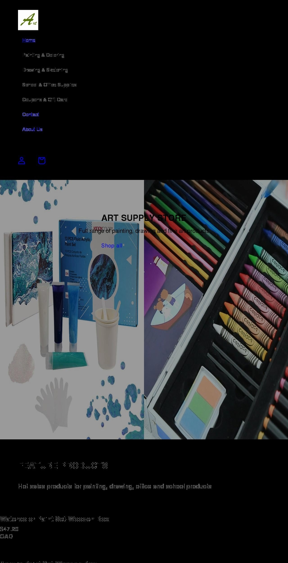 artsupplystore.ca shopify website screenshot