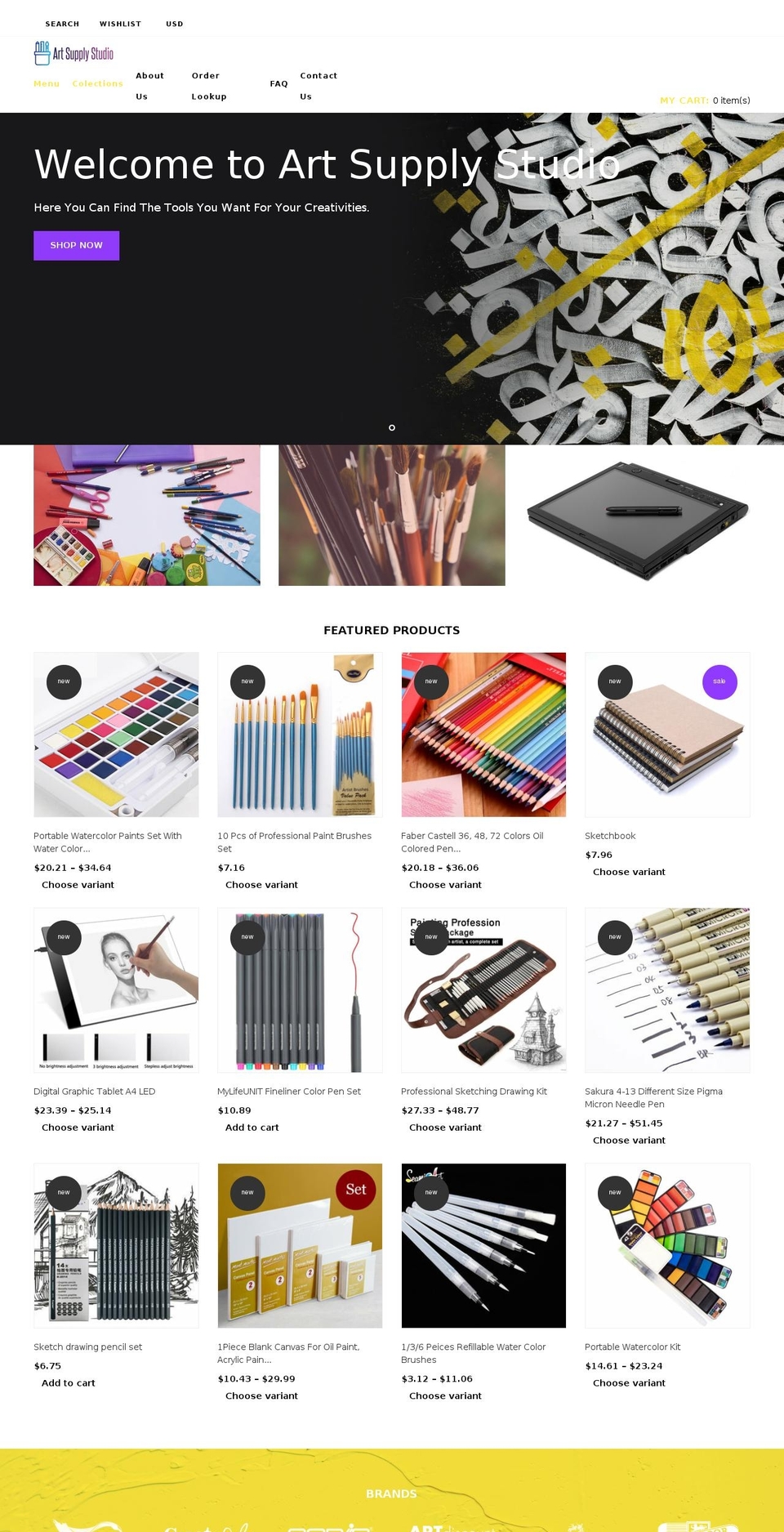 artsupplystudio.com shopify website screenshot