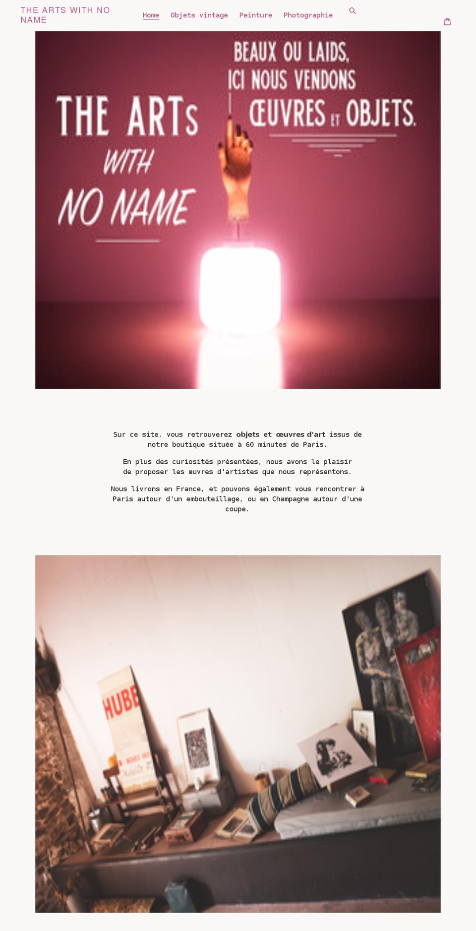 artswithnoname.com shopify website screenshot