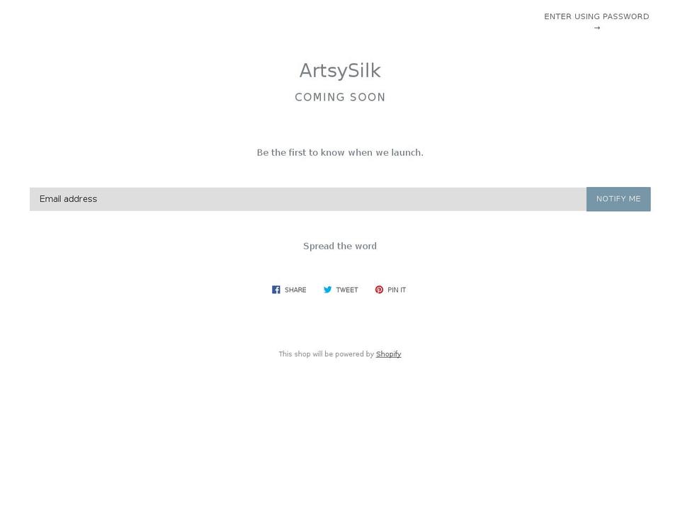 artsysilk.com shopify website screenshot
