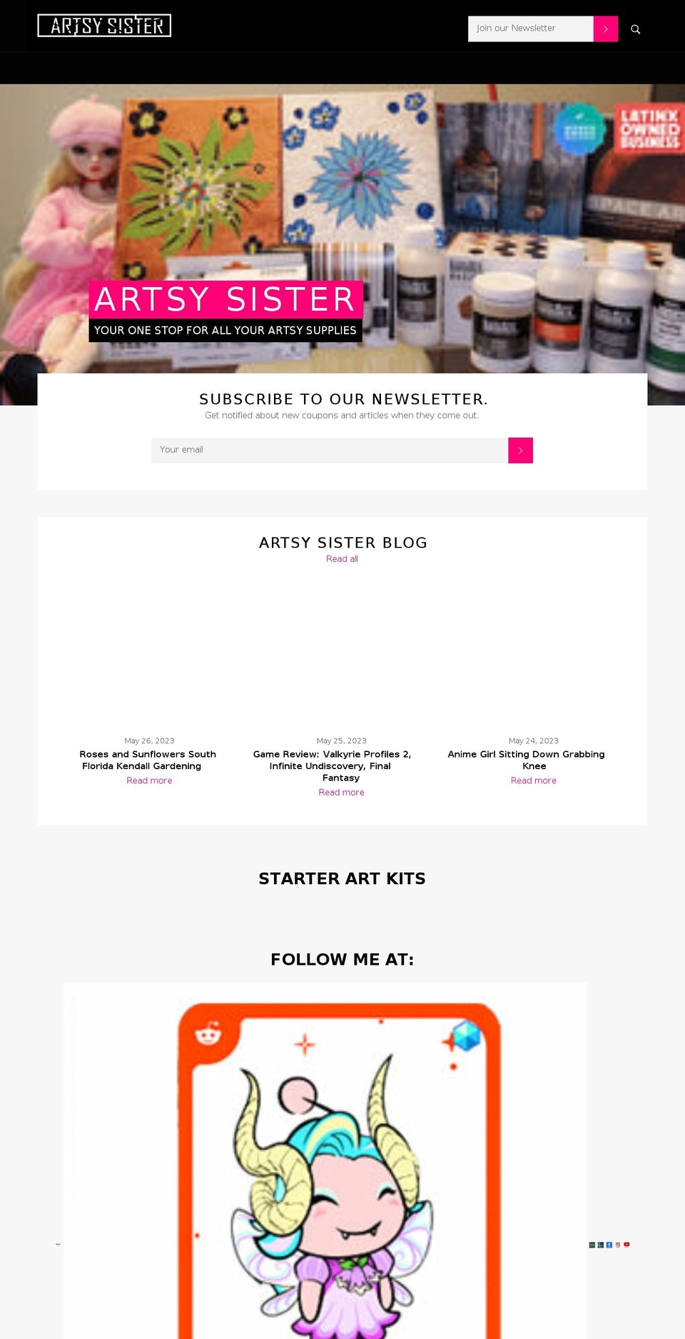 artsysister.com shopify website screenshot