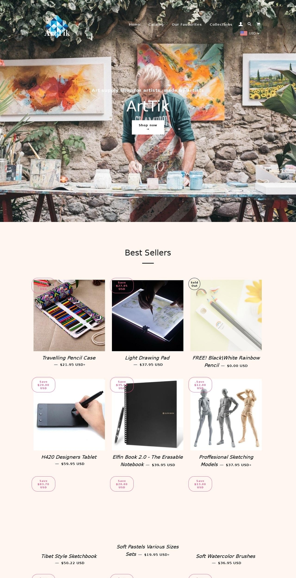 arttikshop.com shopify website screenshot