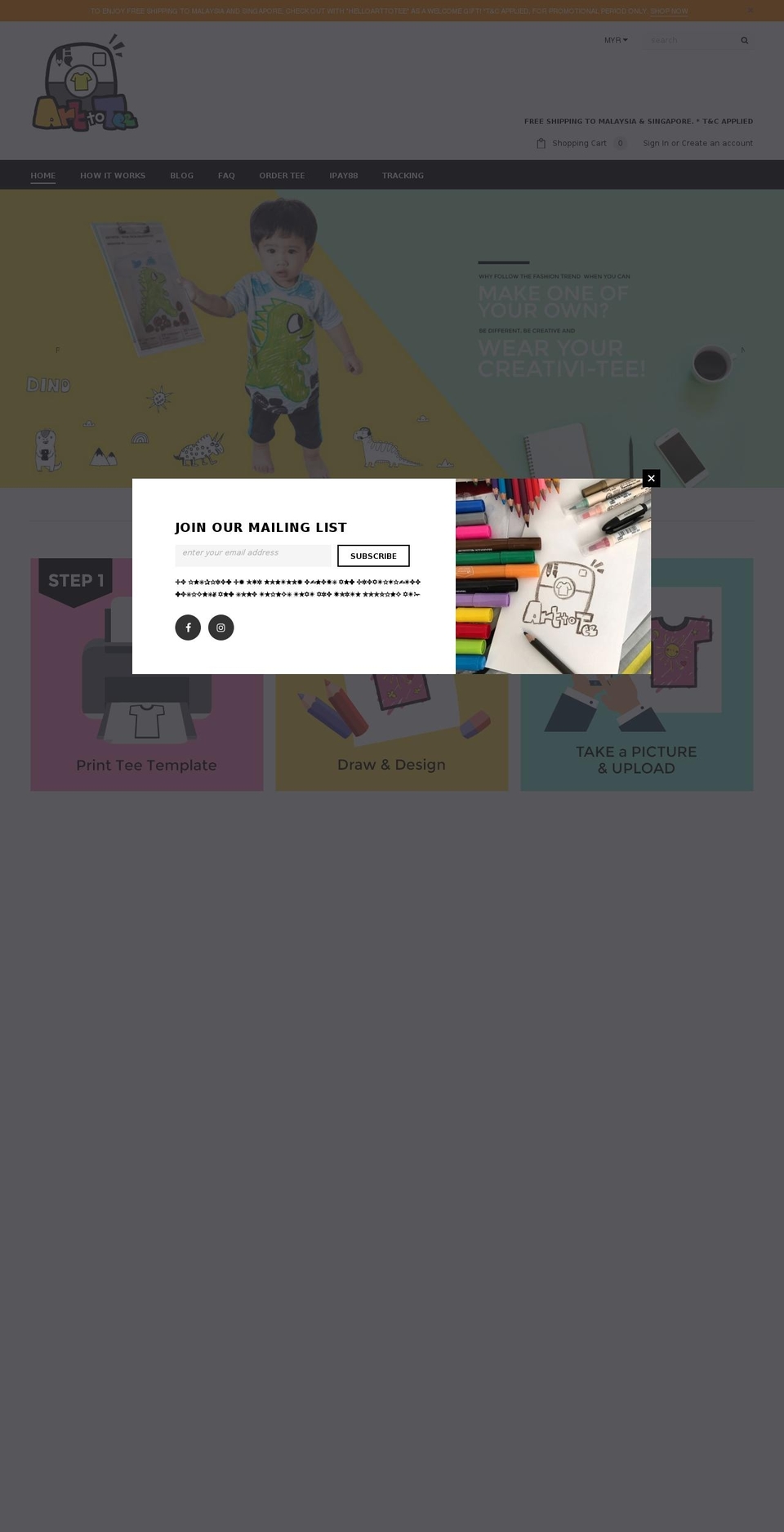 arttotee.com shopify website screenshot