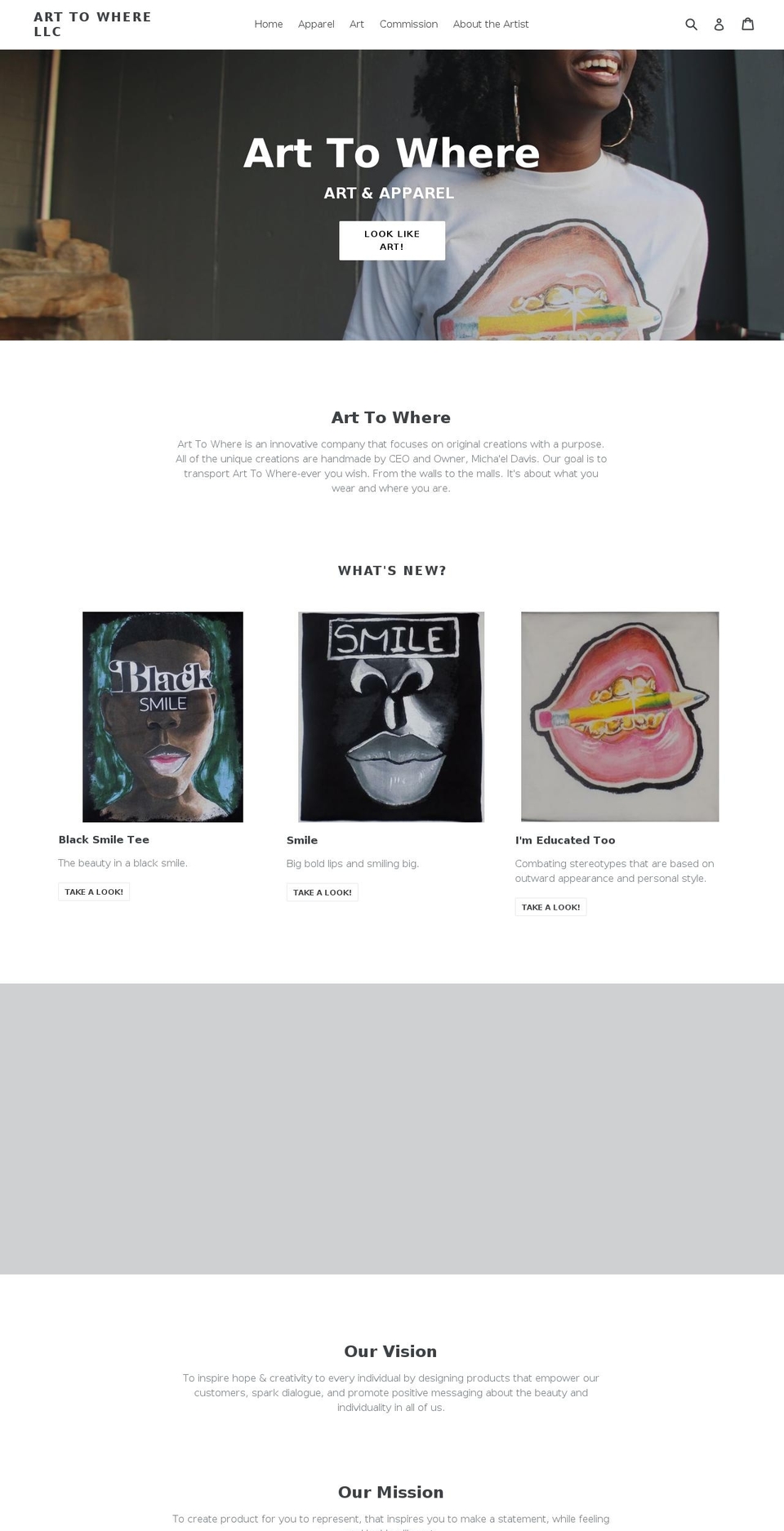 arttowhere.com — Shopify storefront screenshot