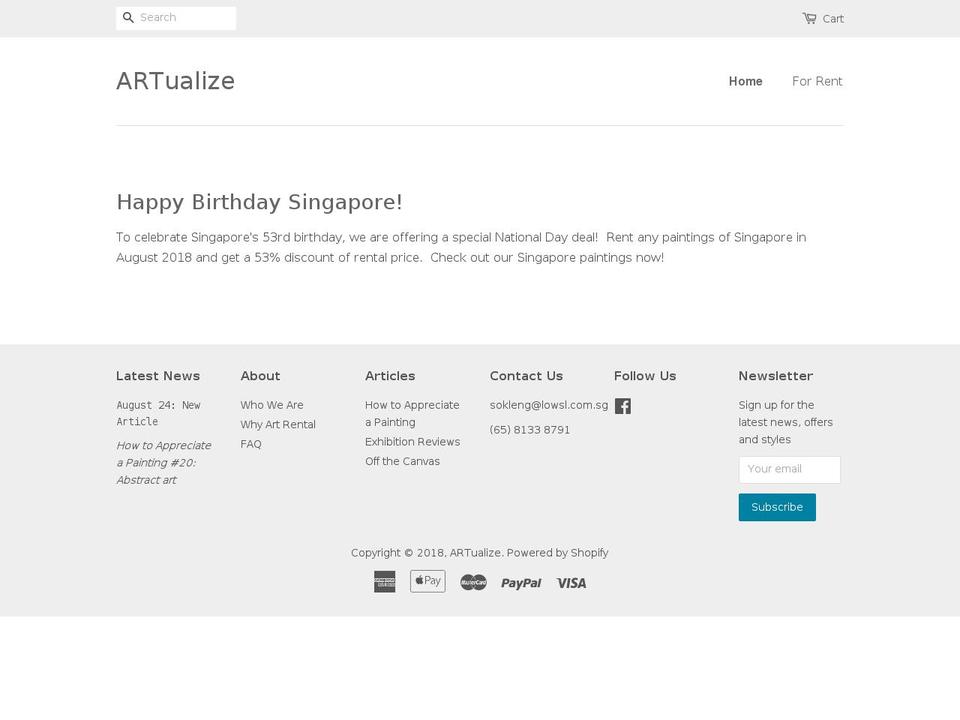 artualize.com — Shopify storefront screenshot