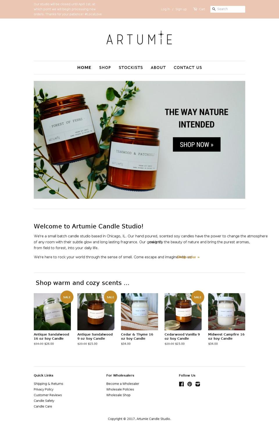 artumie.com shopify website screenshot