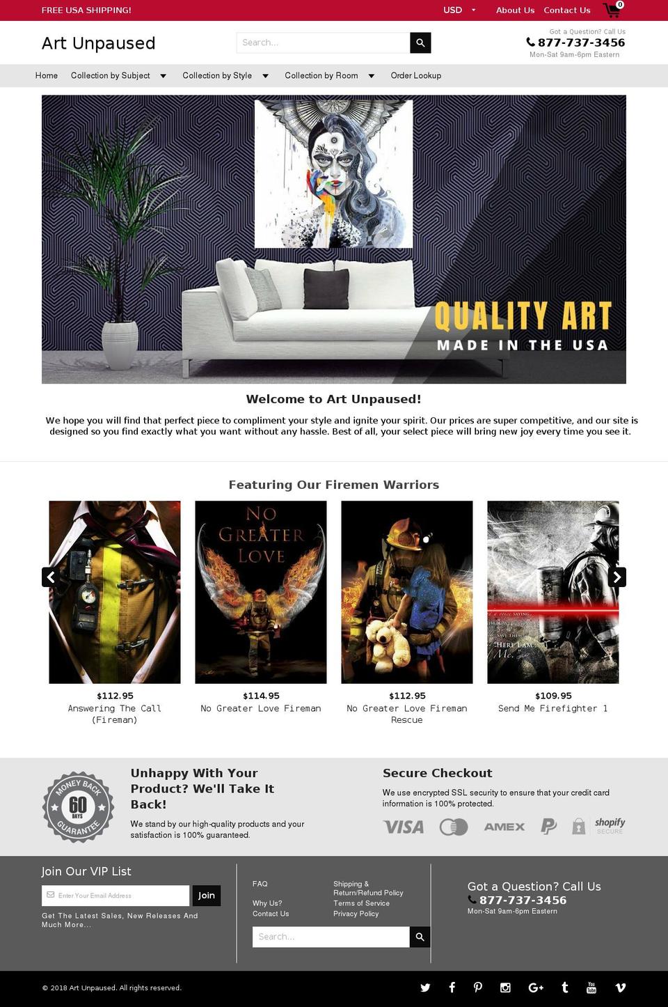 artunpaused.com — Shopify storefront screenshot