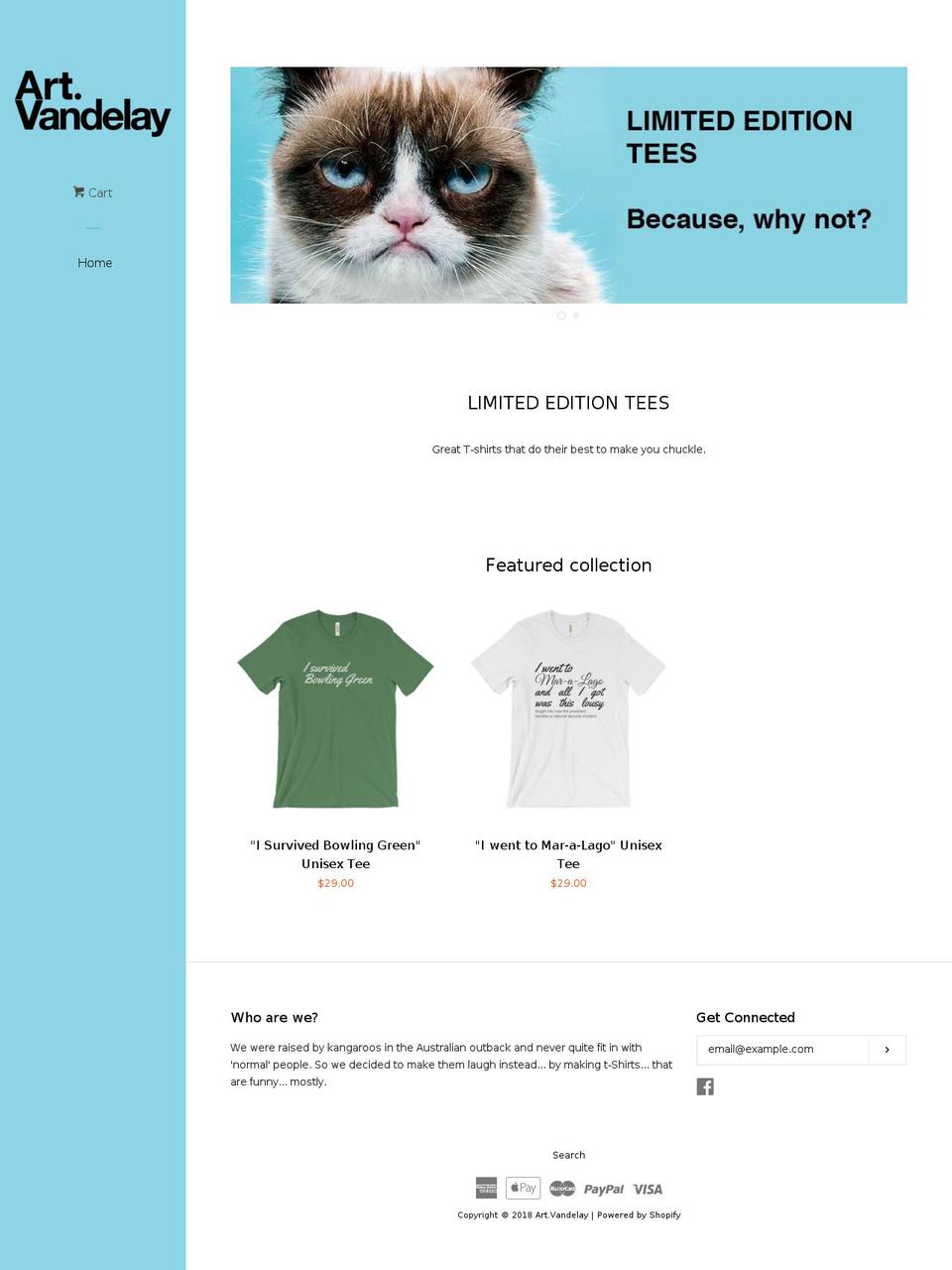 artvandelaytees.com — Shopify storefront screenshot