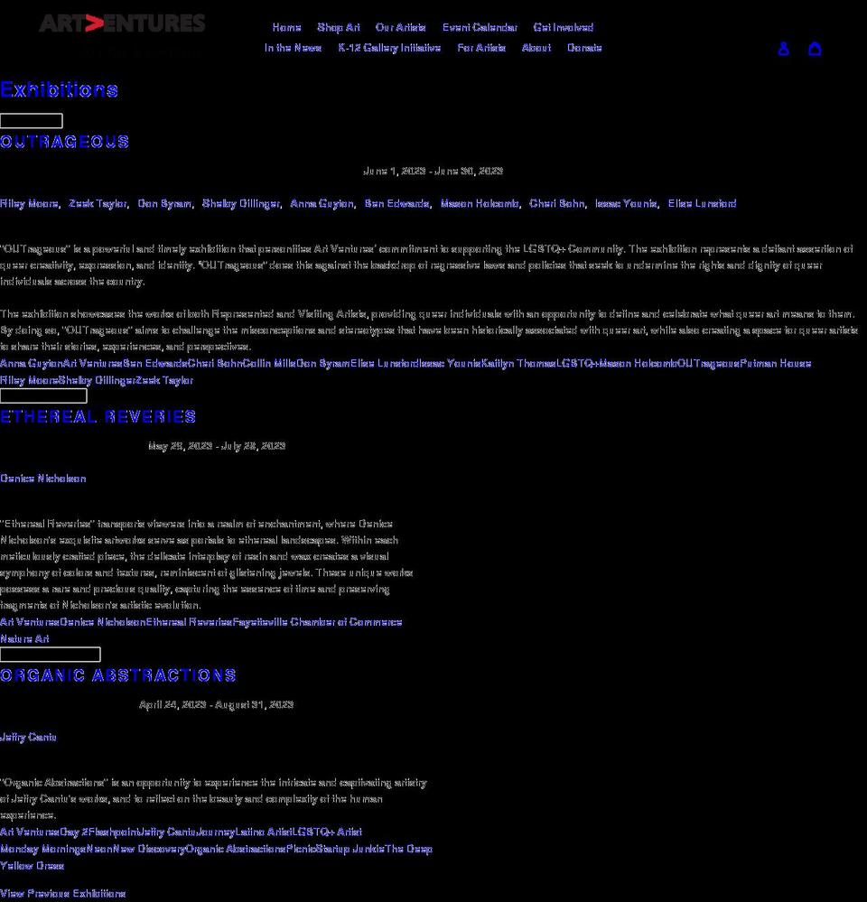 artventures-nwa.org shopify website screenshot