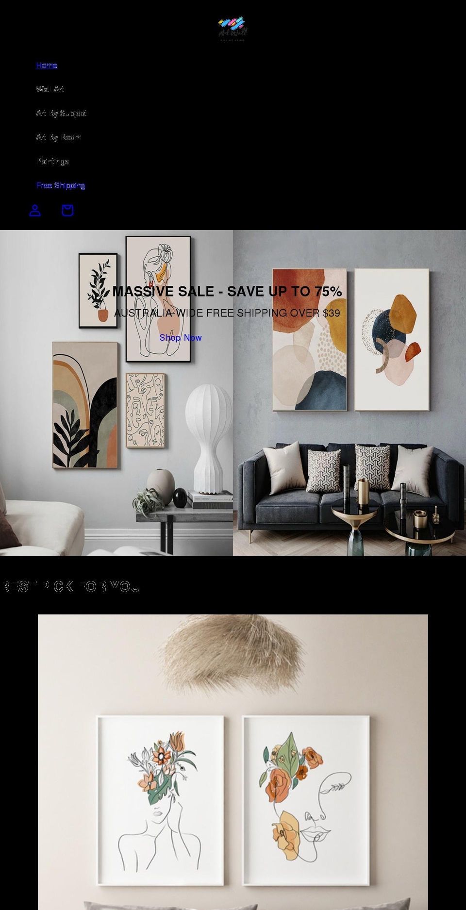 artwall.com.au shopify website screenshot