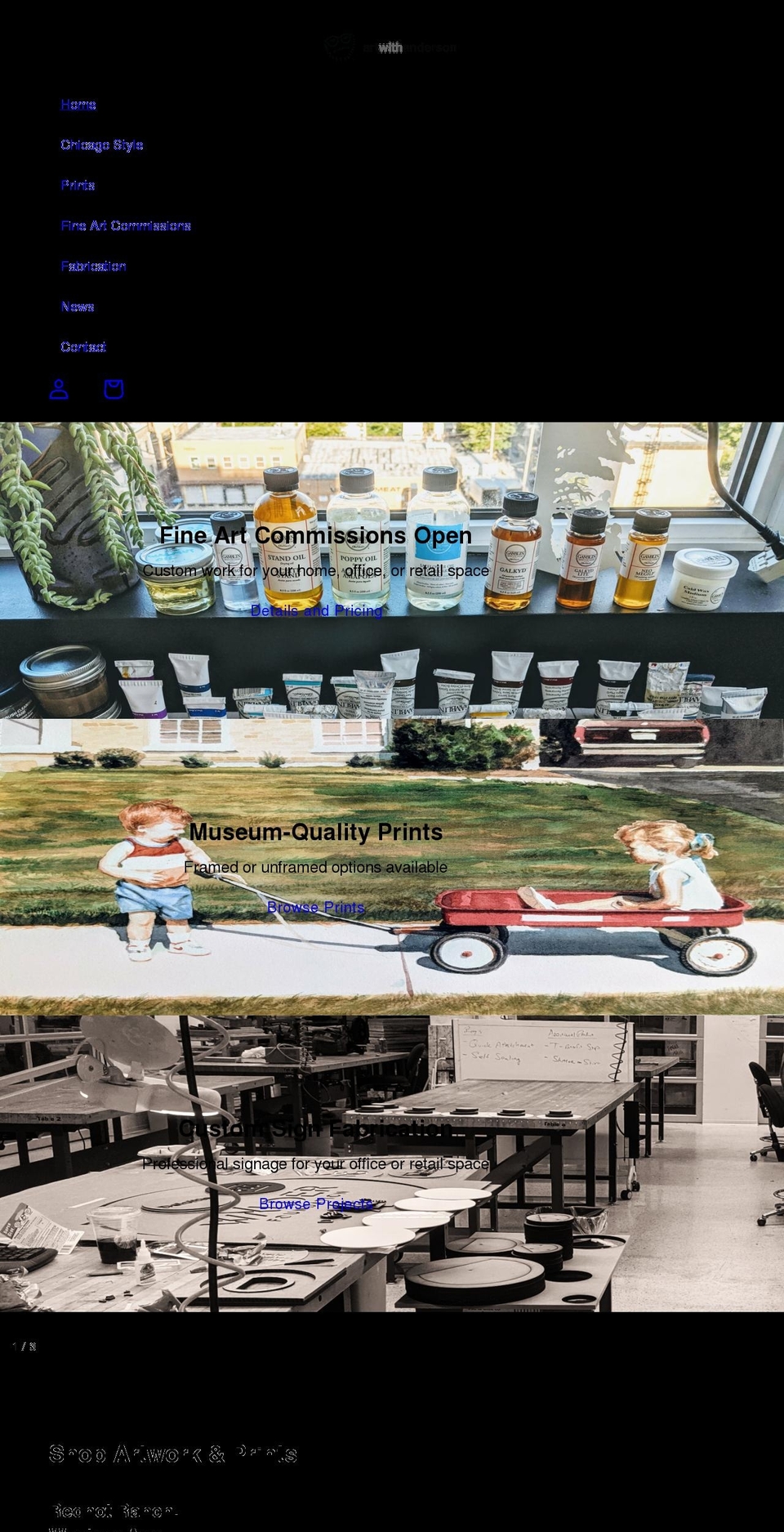 artwithanderson.com shopify website screenshot