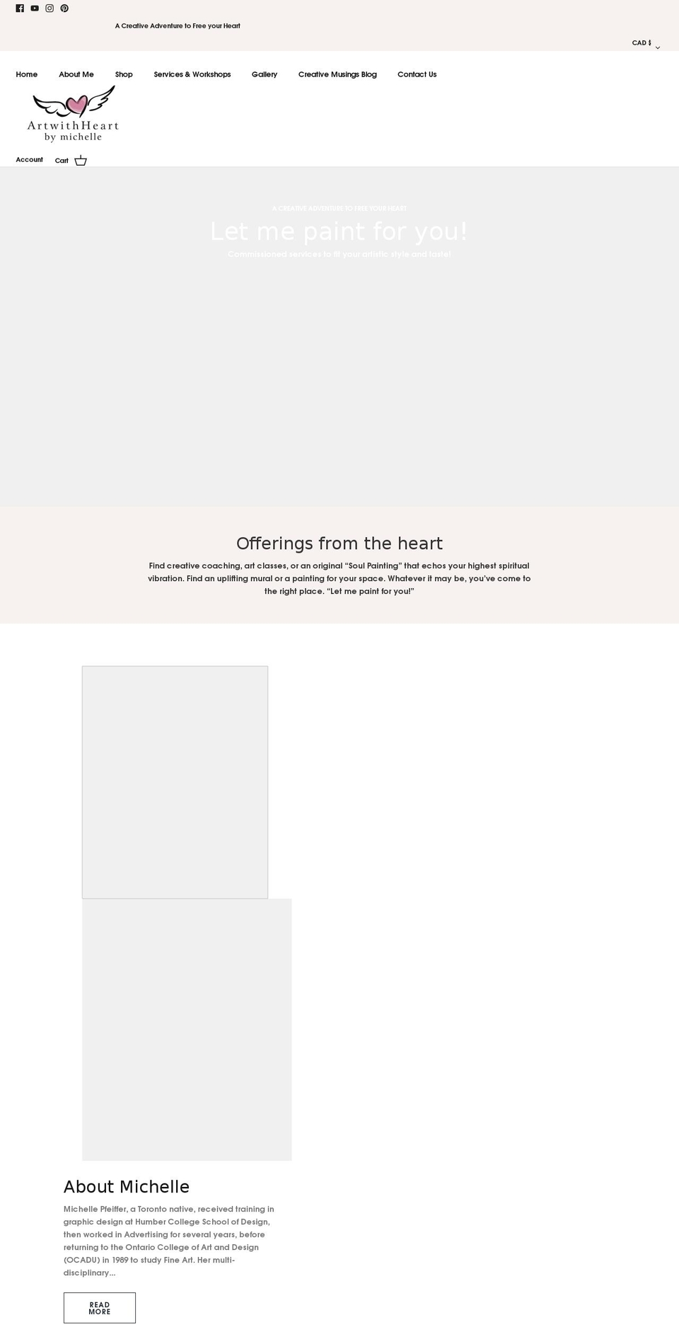 artwithheartbymichelle.com shopify website screenshot