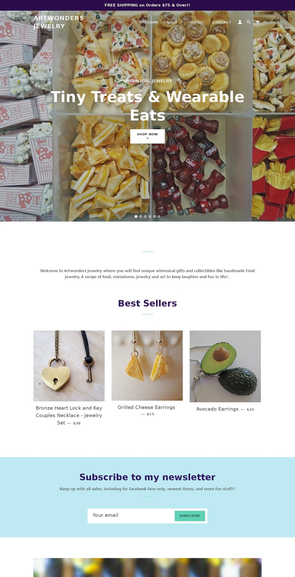 artwondersjewelry.com — Shopify storefront screenshot