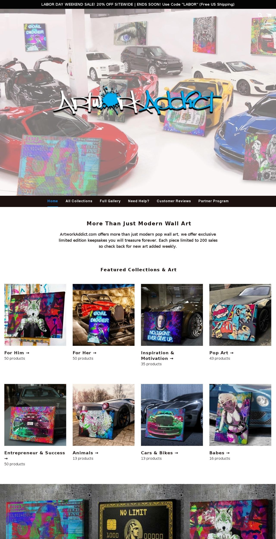 artworkaddict.com — Shopify storefront screenshot