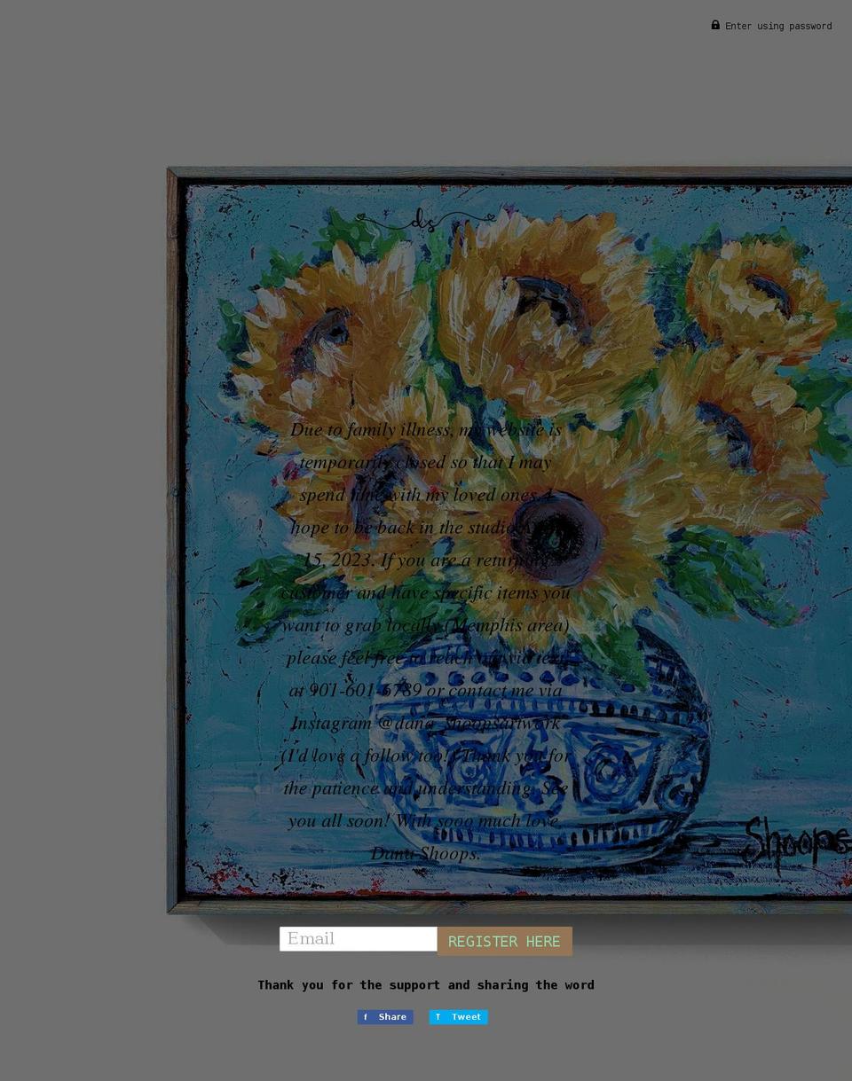 artworkbydanashoops.com shopify website screenshot
